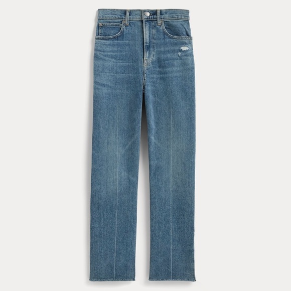 Everlane “the way high jean” in Distressed Wash Raw Hem Straight Leg - Picture 5 of 7